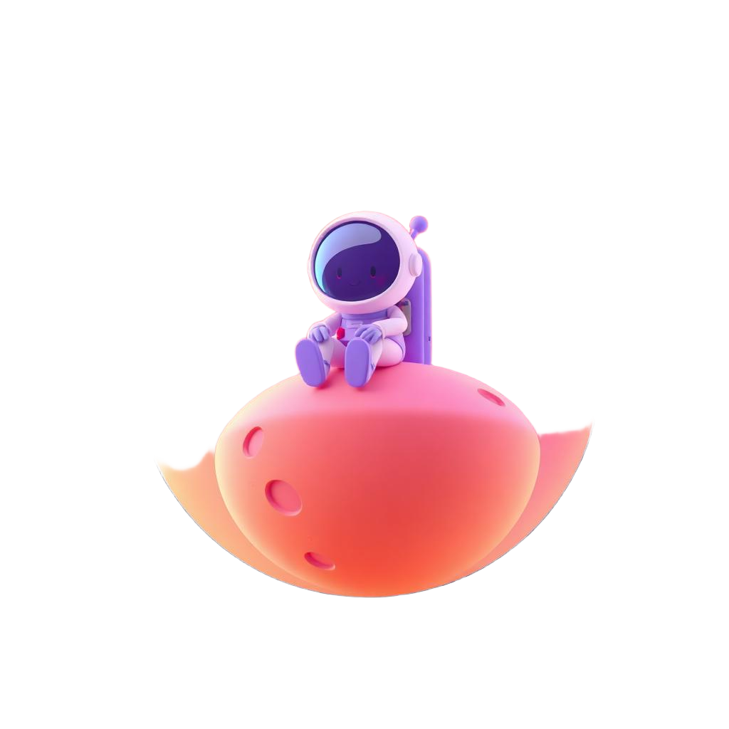 3D illustration of a character on a planet